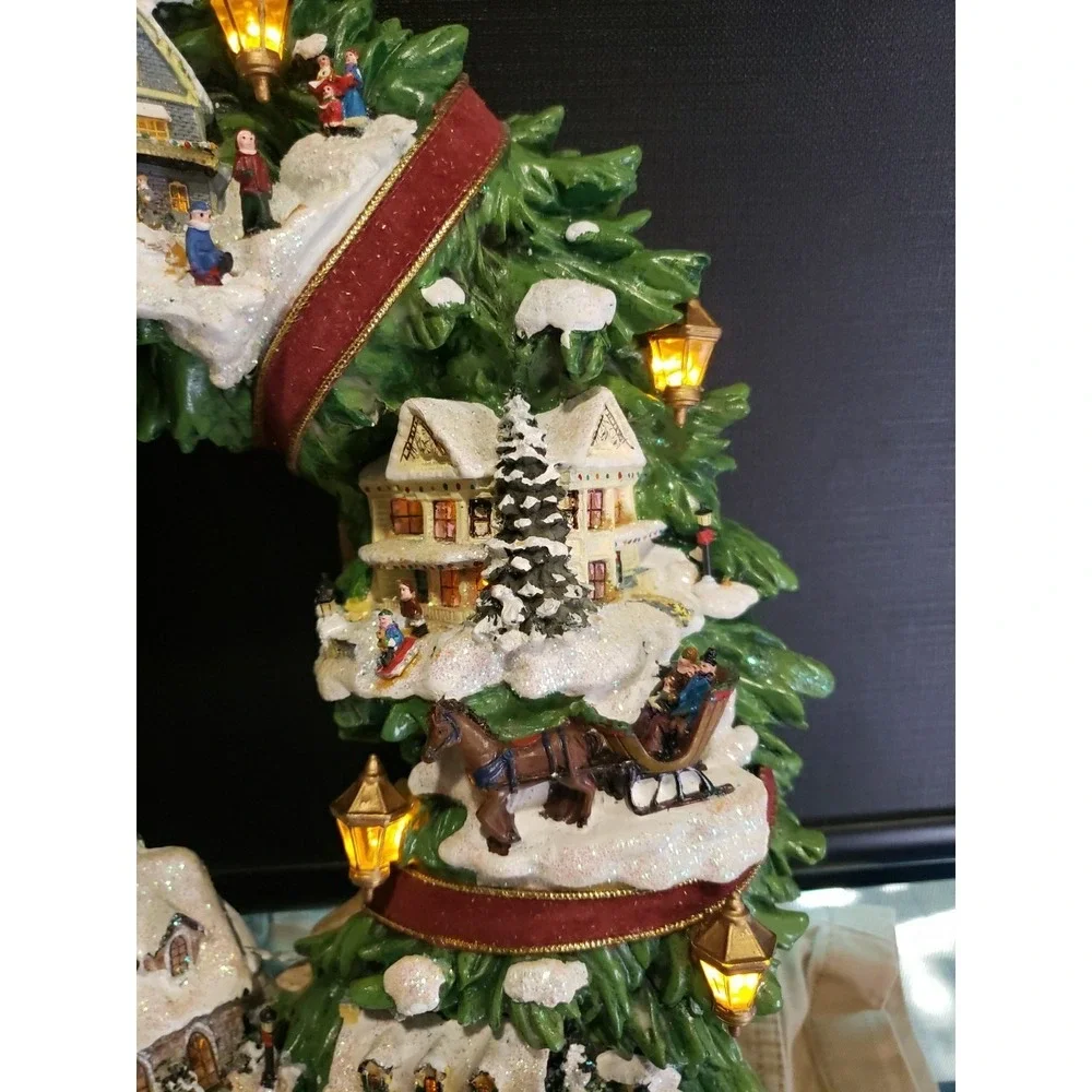 2005 Thomas Kincaide Christmas Village Wreath Hamilton Lighted 16